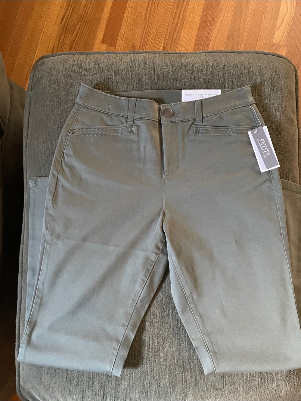Christopher & Banks Olive Green Straight-Leg Jeans